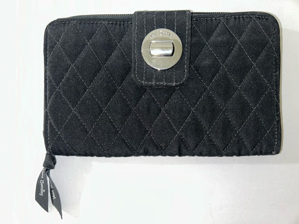 Vera Bradley RFID Turnlock Wallet Classic Microfiber Quilted Black